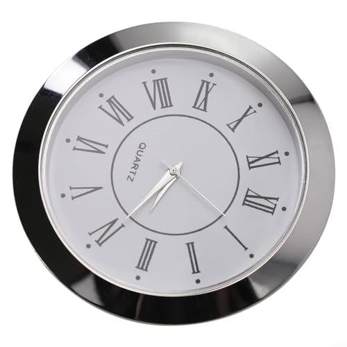 Inserto de reloj de cuarzo en miniatura, reloj redondo de cuarzo, reloj en miniatura, esfera blanca, borde dorado, acero inoxidable, adecuado para cocina, hogar, sala de estar, dormitorio
