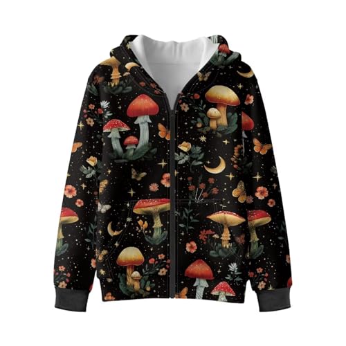 Suobstales Kids Fleece Hoodies Size 6-16 Zip Up Hooded Sweatshirt Long Sleeve Shirt Top Fall Jacket Activewear with Pockets