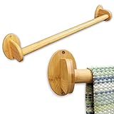 Bamboo Wooden Towel Rack Bar | Wall Mount Yoga Mat Drying Holder Storage | Bathroom Kitchen Studio S