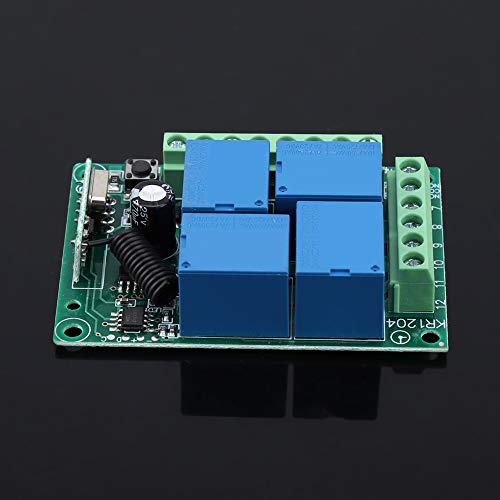 Interruptores remotos sem fio para portas de garagem, interruptor remoto de relé de canal 12V 4CH, p