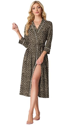 Image of PrinStory Womens Robe Long Knit Bathrobe Lightweight Soft Robes Ladies Bath Robe