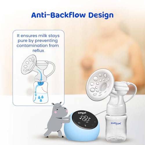 Image of Bumtum Nurture Premium Electric Breast Pump with 2 Phase Pumping Technology and 9 Levels of Suction Mode, BPA Free, Soft Sdaptive Silicone Cushion with150 ml Bottle & USB Chargeable Along with 2 pcs Free Breast Pads