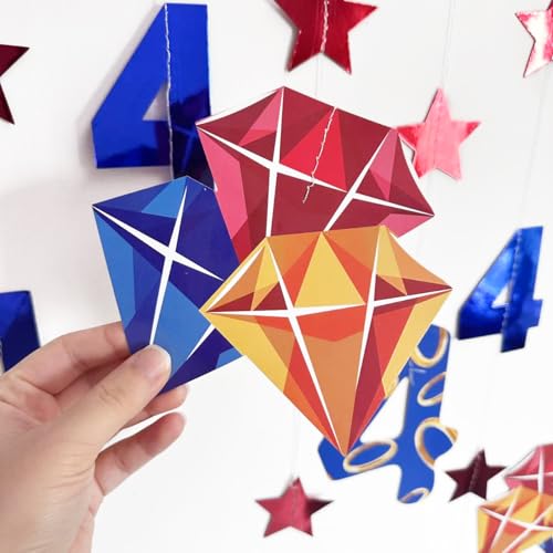 Image of 42Ft Hedgehog 4th Birthday Party Decorations Red Blue Stars and Gold Rings Garland Streamer for Kids Boys 4th Cartoon Hedgehog Birthday Baby Shower Gold Rings Bday Party Decor Supplies