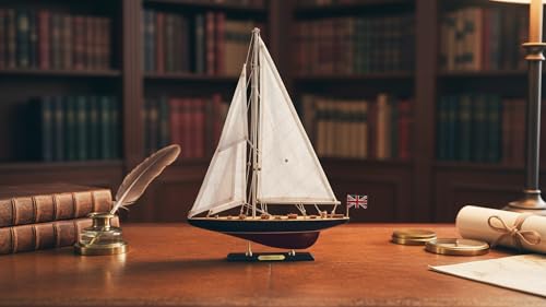 SAILINGSTORY Wooden Sailboat Model Ship Sailing Boat Yacht Decor Endeavour 1/100 Scale 1934 America's Cup Replica