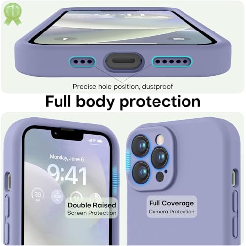 Image of LOVE 3000 Designed for iPhone 13 Pro Max Case, Premium Silicone with [Soft Anti-Scratch Microfiber Lining] Shockproof Protective Phone Case for Men Women Girls 6.7 inch, Lavender Grey