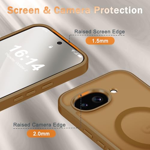 Image of for Google Pixel 10a Case, Matte Magnetic Phone Cover [with 1 Screen Protector] [Support for MagSafe] [Shockproof Military Grade Protection] Translucent Frosted Back, Brown