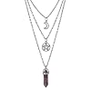 MJartoria Moon Pentagram Necklace Pentacle Crystal Chakra Necklace Charm Pendant Multi Layered Alloy Chain Choker…