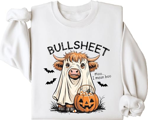 Bullsheet Halloween Sweatshirt Bullsheet Moo I Mean Boo Hoodie Halloween Casual Pullover Hoodie Long Sleeve