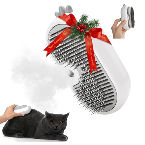 Y-jiayol - Cat Steam Brush for Shedding,3-in-1 Cat Brushes for Long&Short Haired Cats,Cat Grooming Brush Easily Removing Loose Hair with One-click Cleaning Button (White)