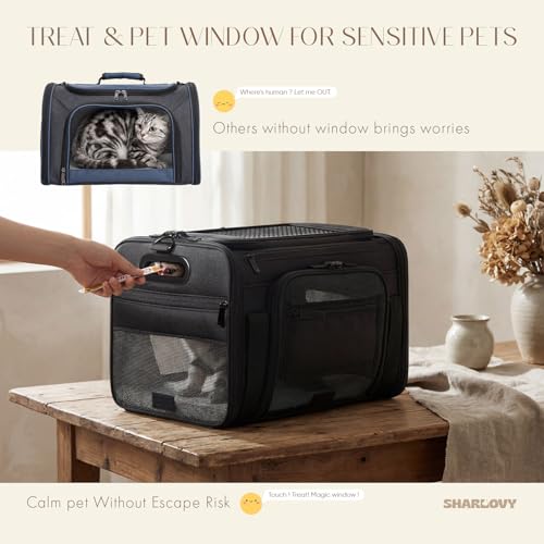 Top-Expandable Pet Carrier with Treat & Pet Window,18x11x11 Inch Delta American United Airline Approved,Soft-Sided Dog Carrier for Small Dogs and Cats,Travel Cat Carrier with Locking Safety Zippers by SHARLOVY - Used condition - Image 2