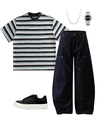 Unisex Wide Leg Jeans Vintage Patchwork Workwear Denim Bucket Pants Baggy Streetwear Casual Trousers4