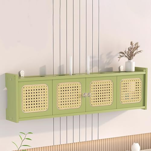 Wireless Router Storage Box - Wall Mount Cabinet nizer, Rattan Shelf for Cable Management &amp; Hidden Electl Storage, Stylish Home Décor Solution