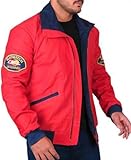 VintEdge Luxe Couture Baywatch Lifeguard Cotton Bomber Jacket – Red Softshell Jacket for Men (Tall-L)