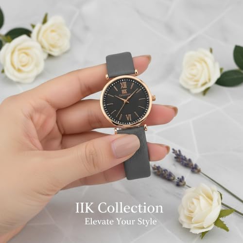 Image of IIK COLLECTION Watches for Women Round Dial |Analogue Quartz Movemnet Ladies Watch|Long Battery Life|Leather Bracelet Strap|Buckle Lock Clasp Safety Watches for Girls