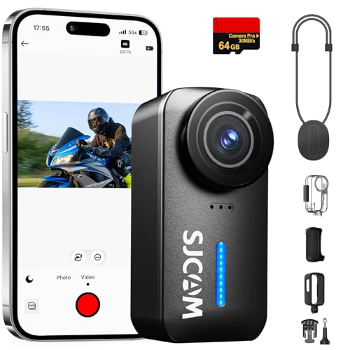Image of SJCAM C110 Small 4K Wearable Body Camera with 64GB Card,3H Battery,EIS Stabilization,30M Waterproof POV Camera for Sports,Biking & Helmet Mounting,Hands-Free Recording Underwater Action Camera