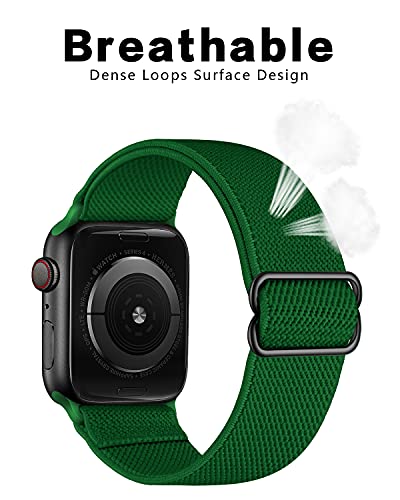 Image of AMANECER Stretchy Nylon Watch Band Compatible with Apple Watch Series 11 /10 /9 /8 /7 /6 /5 /4 SE 3 /2 /1, Adjustable Braided Elastic Sport Loop Rugged Straps for iWatch Women Men (Hunter Green, 38 /40 /41 /42MM)