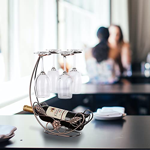 Soporte elegante de hierro para botellas y copas de vino miniatura 5