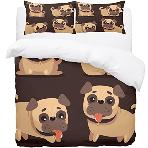 Housse de couette motif carlin marron pour créer un cocon de douceur dans la chambre - 2