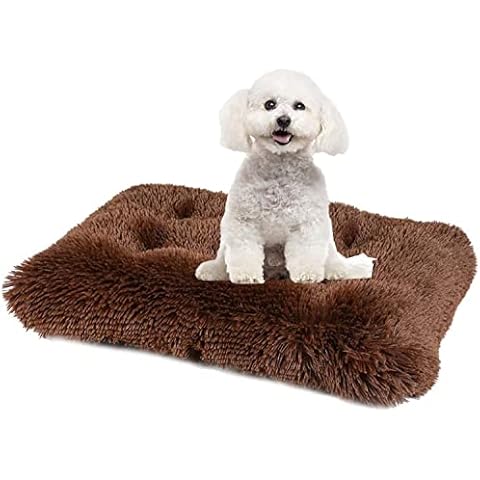 Luxury Fur Dog Cat Pet Bed Mattress Washable Pillow Cushion Soft Warm Bed, Plush Fluffy Dog Crate Mattress Non Slip Anxiety Pet Dog Bed Cushion, S/M/L/XL/XXL Cover
