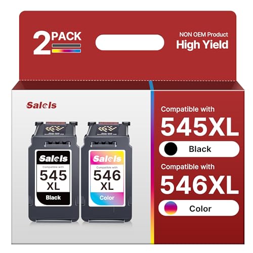 Salols 545 546 Ink Cartridges XL Replacement for Canon Ink Cartridges 545 and 546 PG-545 CL-546 XL Ink Black and Colour for Pixma TS3150 MG3050 MG2550S MG2950 TR4550 TR4551 TR4650 MX495 TS3355 TS3350