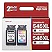 Salols 545 546 Ink Cartridges XL Replacement for Canon Ink Cartridges 545 and 546 PG-545 CL-546 XL Ink Black and Colour for Pixma TS3150 MG3050 MG2550S MG2950 TR4550 TR4551 TR4650 MX495 TS3355 TS3350