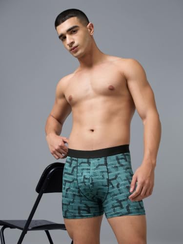 Image of TECHNOSPORT Men's Colorblock Trunks Underwear with ElastoLITE 4 Way Stretch Lightweight Breathable Moisture Wicking Soft Anti Odour Anti Microbial Comfort Fit Boxer Briefs Innerwear for Men