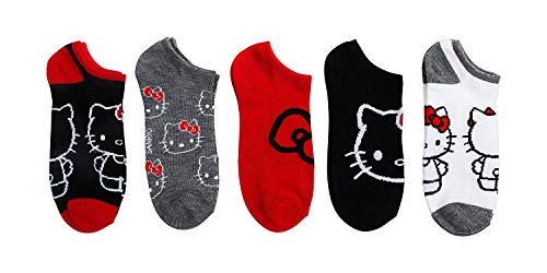 Hello Kitty Women's 5 Pack No Show Socks, Assorted Neutral, 9-11