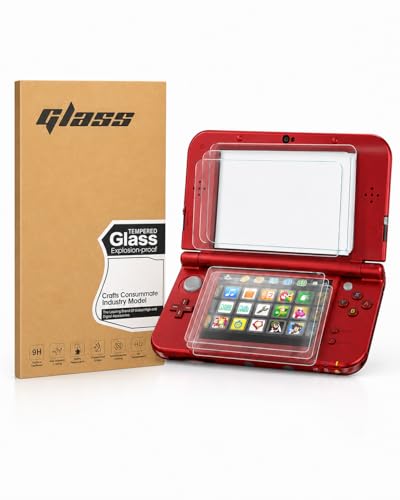 gubasa 3 Pack Tempered Glass Top Screen Protector + 3 Pack HD Clear PET Bottom Film Compatible with 3DS XL/New 3DS XL