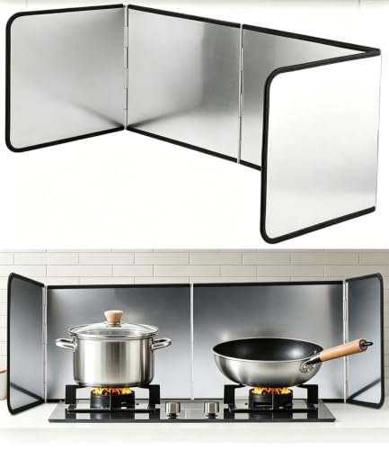 Ixydor Protección contra salpicaduras de cocina, 4 lados, plegable, protección contra salpicaduras para cocina, 76 x 29 x 30 cm, protección contra salpicaduras, pared plegable, fácil de limpiar y