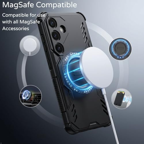 Image of ShieldTech Back Cover Case for Samsung Galaxy S24 FE 5G | 360 Protection Mobile Phone Case | Mag-Safe | Camera Protection | Samsung Galaxy S 24 FE Back Cover | Samsung Galaxy S24FE 5+G - Black TPU+PC