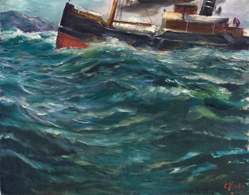 Tableau Art Mural Navire par temps orageux Christian Krohg 60x90cm