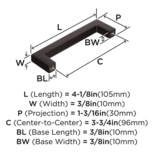Image of Amerock Monument 3-3 /4 inch (96mm) Center-to-Center Oil-Rubbed Bronze Cabinet Pull - 10 Pack