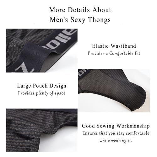 Mens Thongs Underwear Sexy Pouch Breathable Micro Mesh Thong For Men Hot Lingerie T-Back Panties4