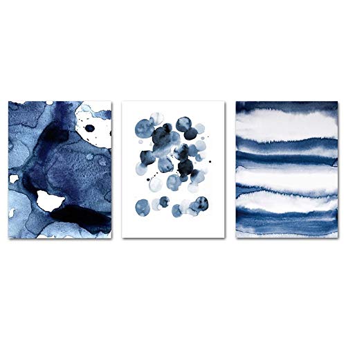 Impression sur toile moderne 50x70 cm lot de 3 affiches géométriques bleues sans cadre