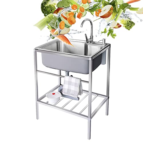 Évier de jardin avec robinet inox grand bac extérieur fleurs 60x45 - 2