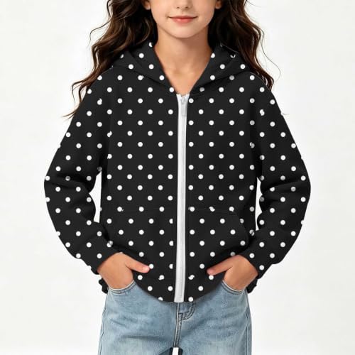 Kiavfrkp Cute Hoodies for Girls Fleece Full Zip Polka Dot Hooded Sweatshirt - image 7