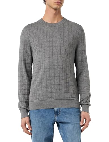 HUGO Men's Grid Pattern Cotton Knit Sweater