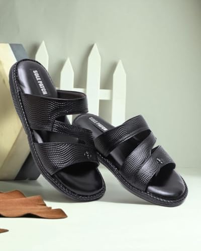 Image of Solepatch Men's Synthetic Leather Lightweight Comfortable Indoor Outdoor Daily Use Casual Slipper