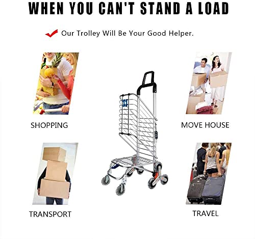 Einkaufstrolley Klappbar Einkaufswagen Sackkarre Faltbarer Rollwagen 35 Kg Tragkraft Drehgriff Einteiliger Aluminium… – Bild 6
