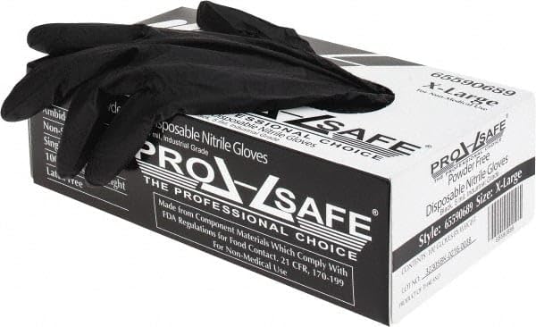 PRO-SAFE 5 mil Black Nitrile Industrial Gloves, Powder-Free, Box of 100 (X-Large)