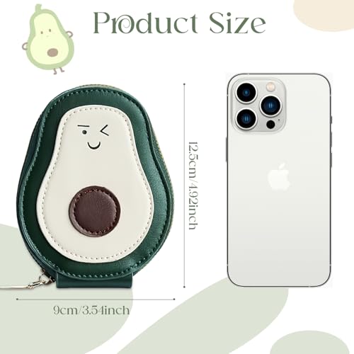 Image of TecoKart Avocado-Shaped Mini Wallet for Women with Multiple Card Slots Compact Card Holder with 11 Compartments Small Wallet Coin Purse with Zip for Gift