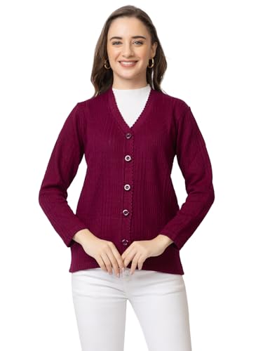 Image of Women's Warm Woolen Cardigan - Stylish Full Sleeve Knitwear for Winter, Cozy & Elegant Sweater