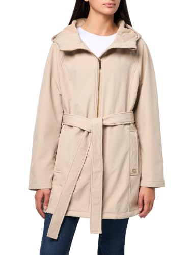Tommy Hilfiger Damen Softshell-Regenmantel mit Kapuze und Gürtel, Chino, XL – Ansicht 1
