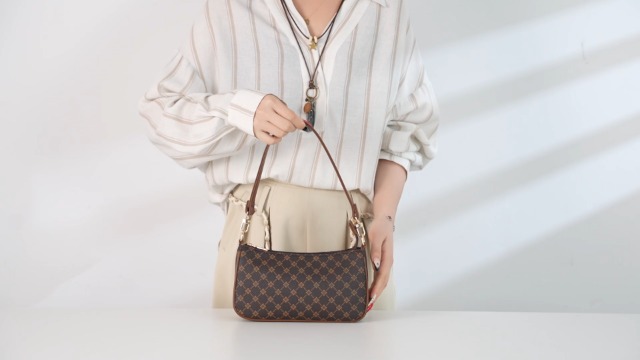 Bolso de hombro para mujer de cuero vegano retro miniatura 7