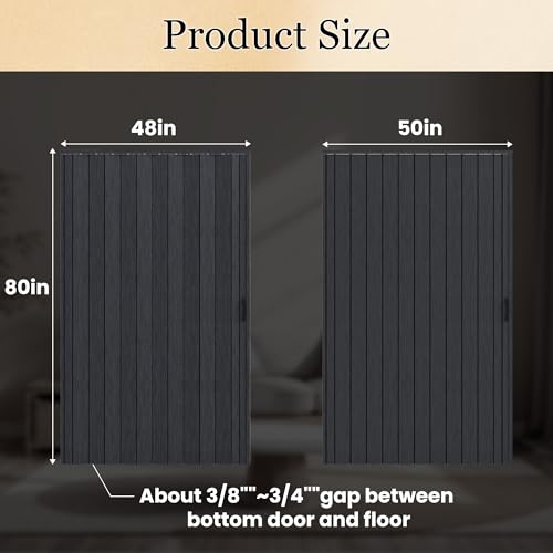 Image of SmartStandard 48 inch x 80 inch Accordion Doors, Double Walled, Classic Black