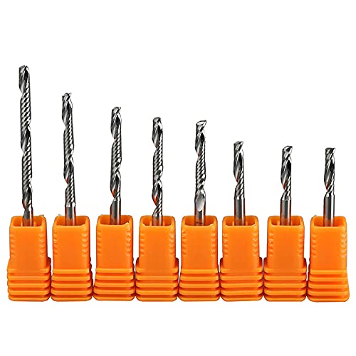1 pieza de herramienta CNC for carpintería, fresa de PVC de aluminio y metal, fresa de una sola flauta, broca de enrutador de extremo de pulgada, broca de grabado, fresa en espiral ( Color : 10pcs , S