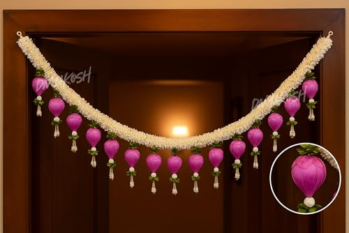 Image of Divyakosh Torans for Entrance Door - 4FT / 48 Inch, Home Decoration Hangings, Lotus Buds Toran | Thoranam, Gajra Bandhanwar - Size 48 Inch