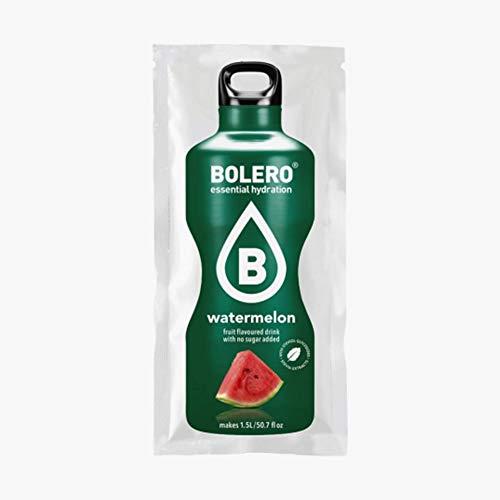 BOLERO Bebidas de 24 bolsitas de 9 gramos con sabor Water Melon – Preparado instantáneo para bebidas con Stevia y vitamina C y sin azúcar