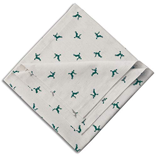 SeGaTeX home fashion Landhaus-Mitteldecke Natur-grün mit Hirsch Tischdecke passend zu Landhaus-Serie Knut 70 x 70 cm Cover