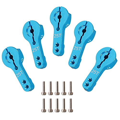 WEISHUJI 25T Aluminum Servo Horns, M3 Threads Metal Steering Arm, M3 25T Aluminum Metal Servo Horn for Futaba Savox Xcore HSP HD Power TowerPro MG servo Mostly 25T Standard Servo Motor, Blue
